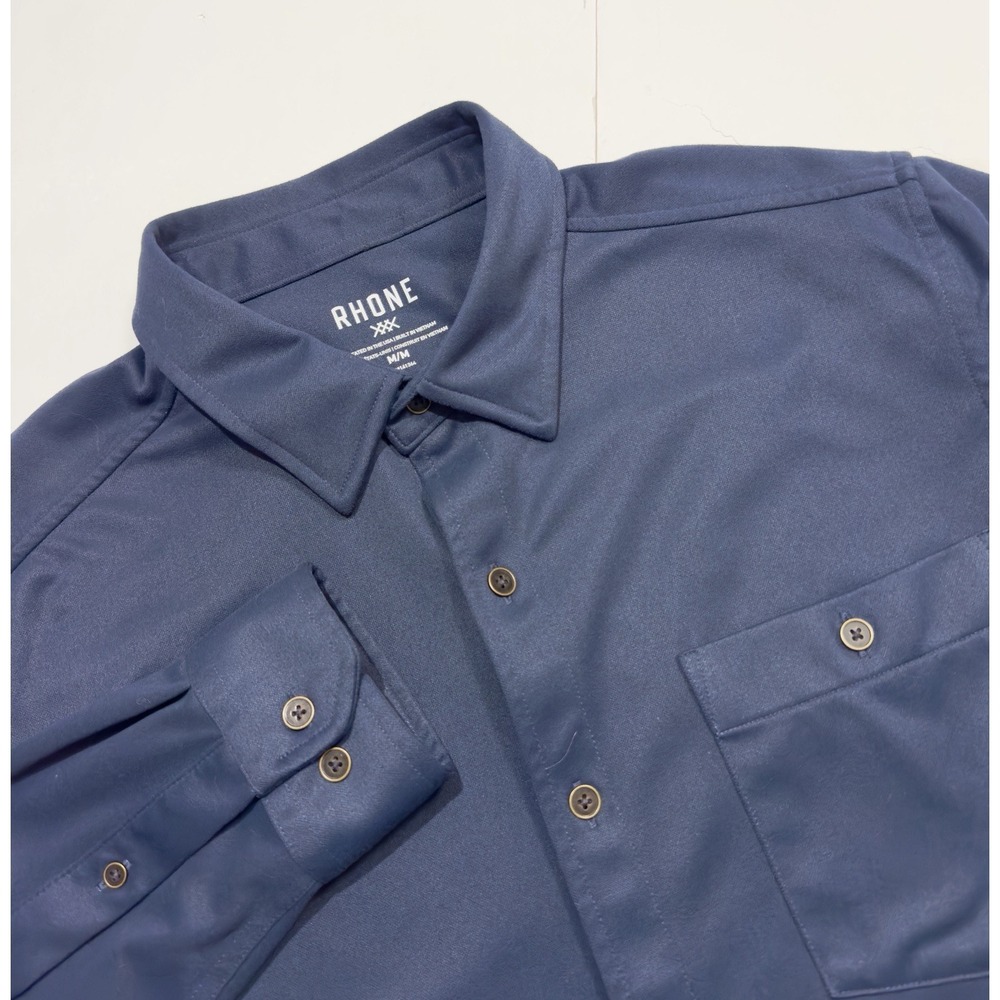 Rhone Men's Hardy Flannel Button Down Shirt Size M Performance Stretch Blue